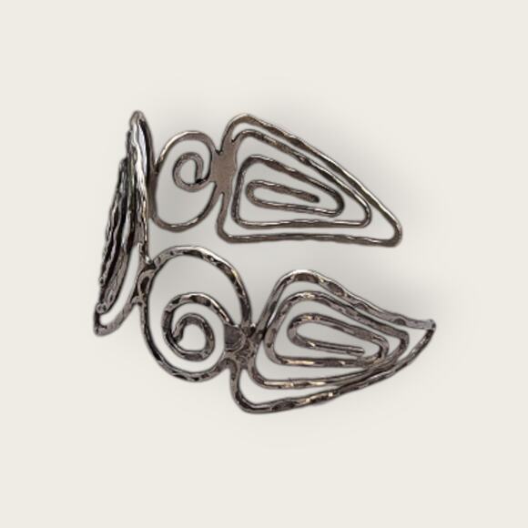 Hammered Silver Spiral Cuff Vintage  Bracelet - Picture 3 of 9